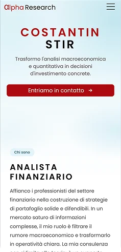 Schermata mobile del progetto Alpha Research